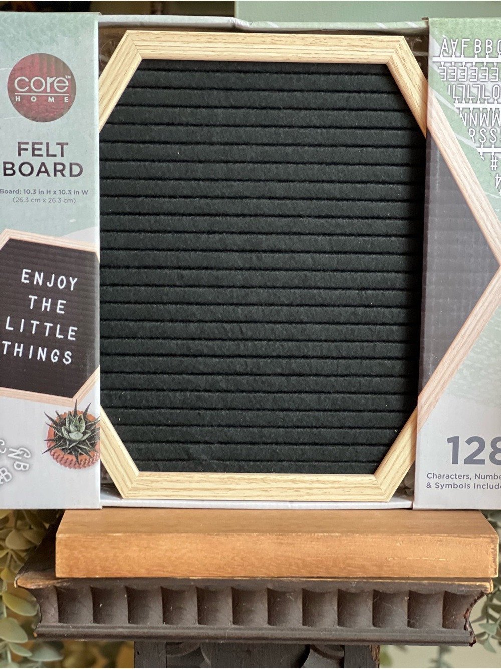 Black Felt Letter Board with Natural Wood Frame